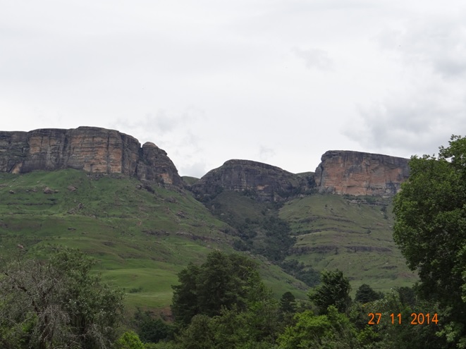 View of the area we hiked on Day 2 in the Northern Drakensberg on our Tour