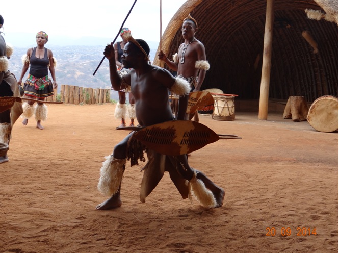 Zulu Dancing seen on our Durban Safari near Durban to Tala game reserve, Valley of 1000 Hills and Zulu Cultural Village