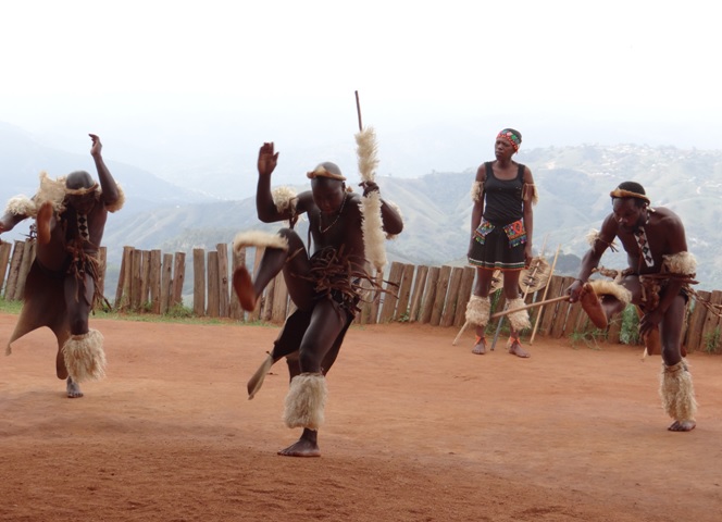 Phezulu Zulu Cultural Village Dancing on our Durban Day Tour