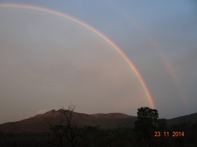 A double Rainbow after a storm in Hluhluwe game reserve during our Durban Safari Tour