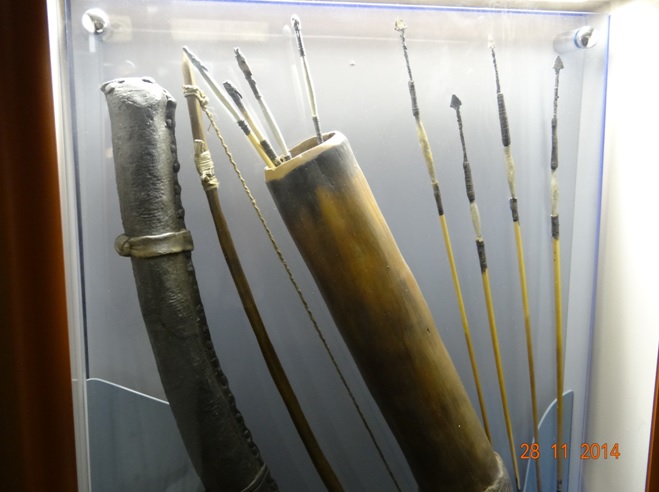 Bushman arrows and Quiver seen in a Muesem in the Drakensberg on our Tour