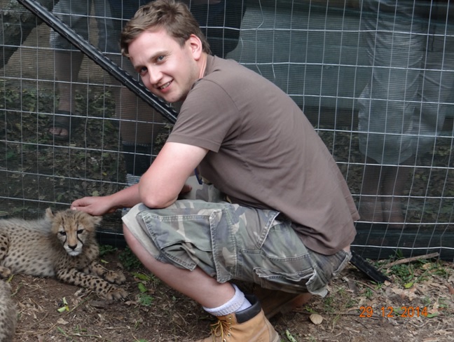 David and the Cheetah cub on our Durban safari tour
