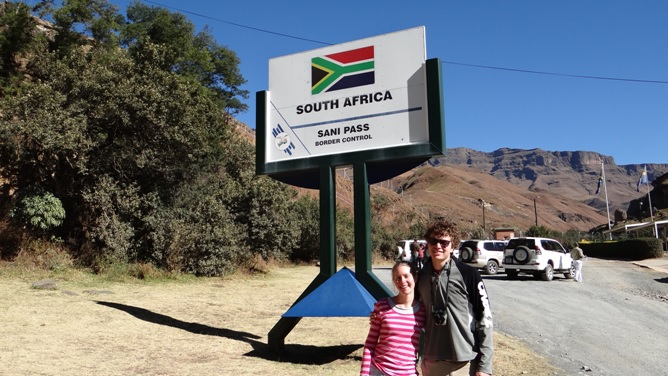 My cousins at the South African border post during the drakensberg tour
