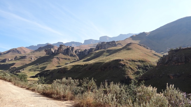 Drakensberg tour; View up Sani pass